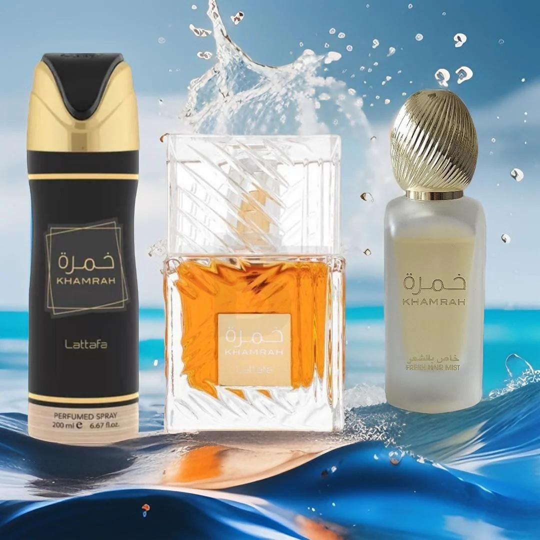 Set Lattafa KHAMRAH - Eau de Parfum 100 ml, Deodorant Spray 200 ml, Hair Mist 50 ml - Image 2